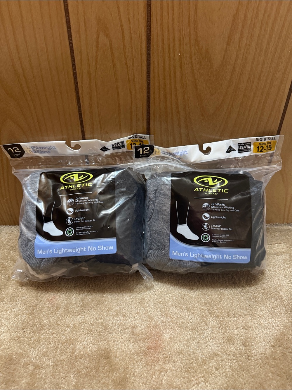 Lot‎ of 2 packs Athletic Works Men's No Show Socks  (24 pairs total)